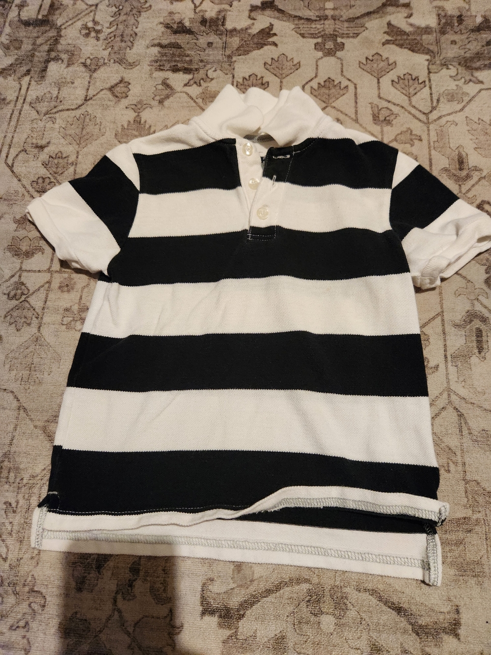 Arizona Jean Company Black and White Striped Polo